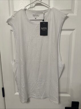 Boohoo Mens White Sleeveless Tank Top